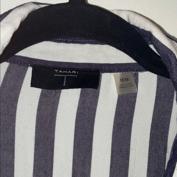 T Tahari Navy and White Striped Maxi Dress - Picture 4 of 8